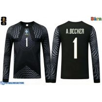 Fotballdrakt Barn Brasil Alisson Becker #1 Keeper Hjemmedraktsett VM 2026 Langermet (+ Korte bukser)